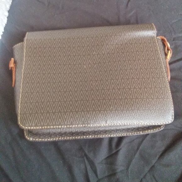 MARIO VALENTINO brown leather vintage 2 way 3way shoulder bag crossbody clutch - Picture 4 of 12